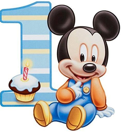 Baby Mickey Mouse 1st Birthday Cupcake Edible Cake Topper Image ABPID00096 - Walmart.com