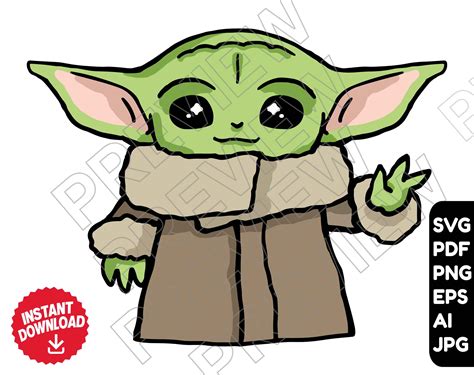 Baby Yoda SVG clipart Vector file Star Wars The | Etsy