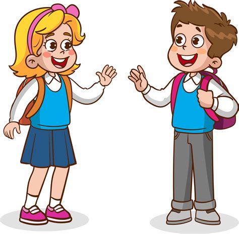 little kid say hello to friend and go to school together 13479827 Vector Art at Vecteezy