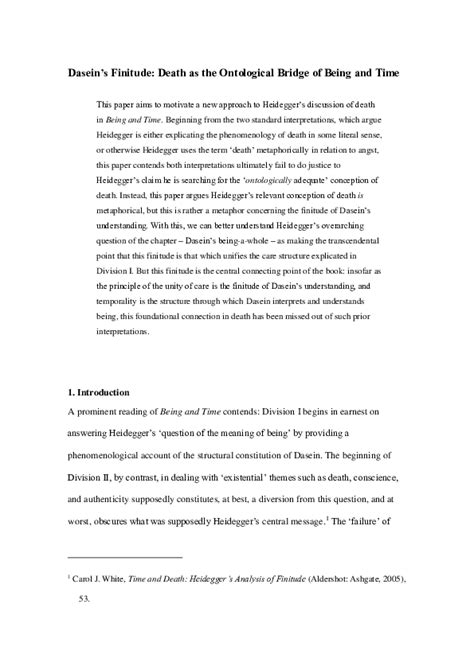 (DOC) Dasein's Finitude: Death as the Ontological Bridge of Being and Time | Jae Hetterley ...