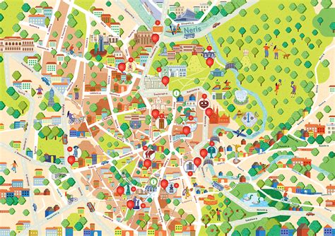 Illustrated map of Vilnius old town on Behance