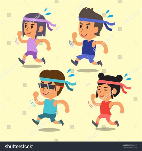 Cartoon Sport People Running Together Stock Vector (Royalty Free) 294498191 | Shutterstock