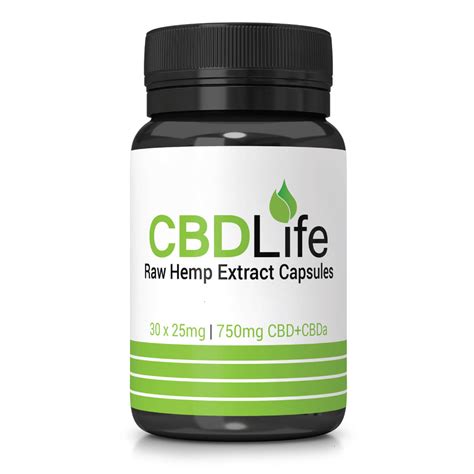 Raw Hemp Extract Capsules 30 x 25mg – 750mg CBD+CBDa - CBDLifeUK™