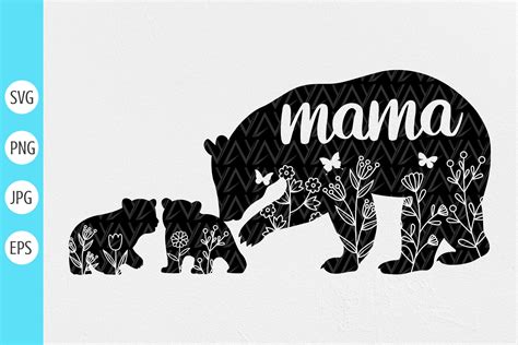 Mama Bear with Two Cubs Graphic by DesignstyleAY · Creative Fabrica