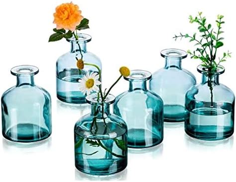 Pink Glass Bud Vase, Modern Decorative Small Mini Flowers Vases Short ...