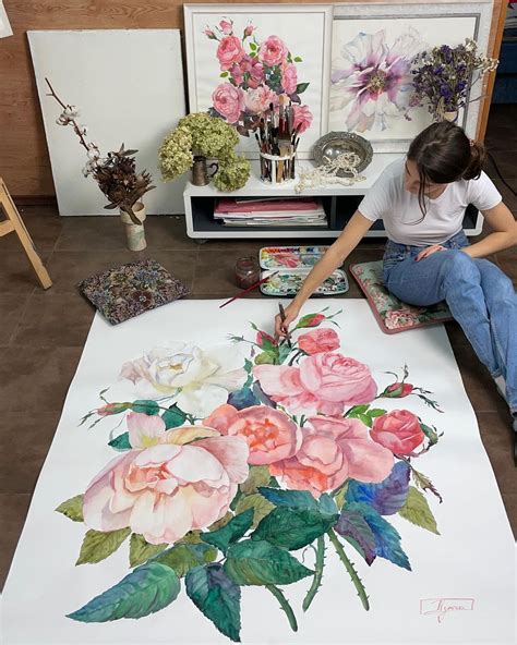 Massive Watercolor Paintings Capture Beautiful Flowers