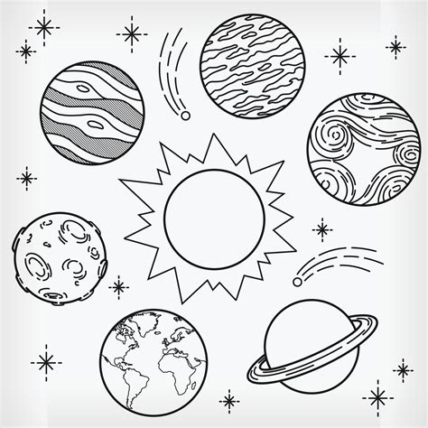 Solar System Sketch Drawing