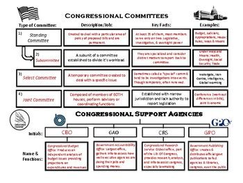 Congressional Committees and Support Agencies Graphic Organizer | TPT