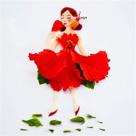 Miss Malaysia! Made of hibiscus, our big red national flower. | Flower drawing, Flower petal art ...