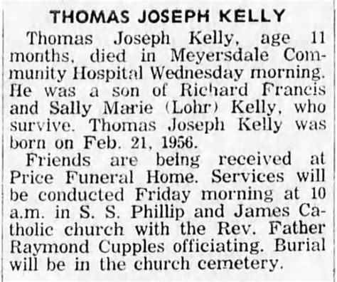 Thomas Joseph Kelly obituary Jan 1957 - Newspapers.com