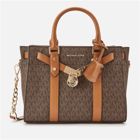 MICHAEL MICHAEL KORS Women's Nouveau Hamilton Small Satchel Bag - Brown/Acorn - Free UK Delivery ...