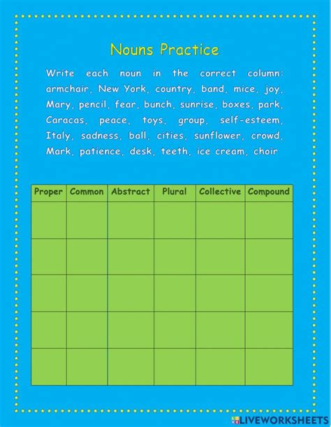 Nouns Practice online exercise for | Live Worksheets