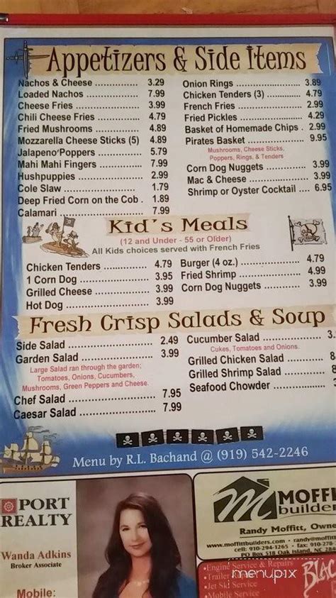 Online Menu of Pirates Deck, Oak Island, NC