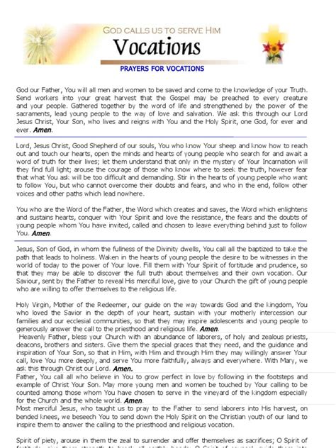 Prayer For Vocations | PDF | God The Father | Logos (Christianity)