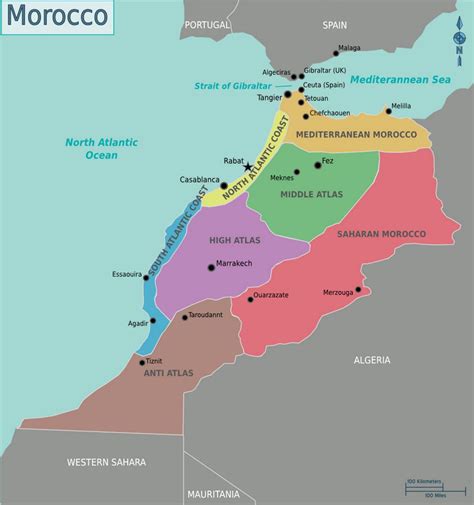 Detailed regions map of Morocco | Morocco | Africa | Mapsland | Maps of ...