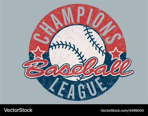 Baseball champions league distressed print Vector Image