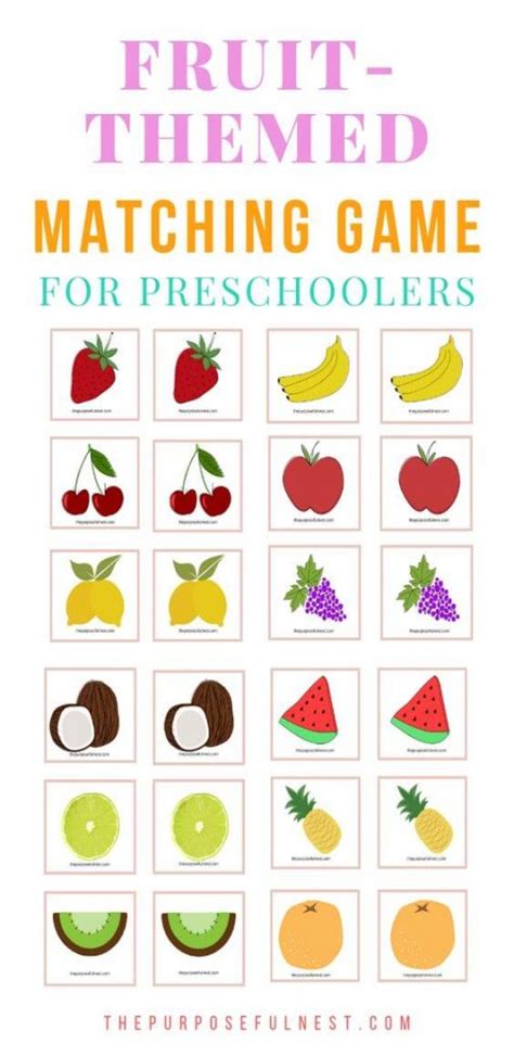 Free Printable Fruit Matching Game for Preschoolers - The Purposeful Nest