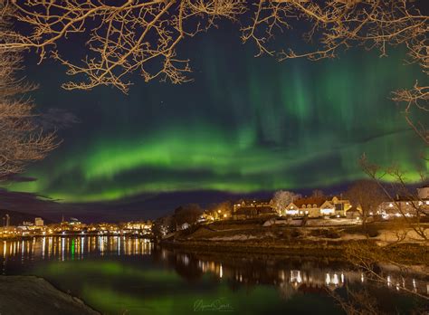 Aurora Borealis over Trondheim, Norway : r/pics