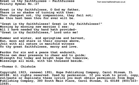 Trinity Hymnal Hymn: Great Is Thy Faithfulness--Faithfulness - lyrics, midi and PDF