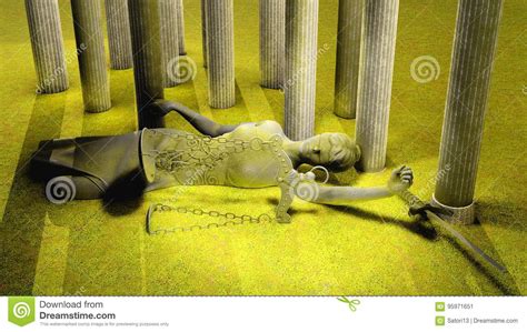 Broken Lady of Justice 3d Rendering Stock Illustration - Illustration ...