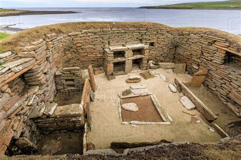 Skara Brae Neolithic settlement in Orkney Islands, Scotland, Europe - Stock Photo - Dissolve