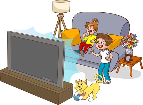 family Watching TV cartoon vector 21081225 Vector Art at Vecteezy