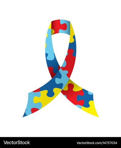 Autism awareness ribbon isolated Royalty Free Vector Image