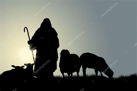 Silhouette Of Shepherd And Sheep Stock Photo by ©DesignPicsInc 31940611