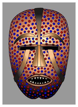 "Woyo masks are usually painted with contrasting colors against a white background and are often ...