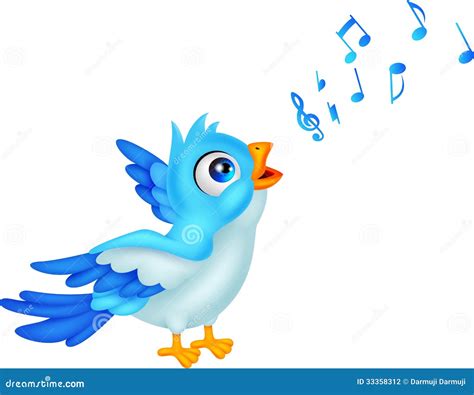 Cartoon Blue Bird Sing Stock Photography - Image: 33358312