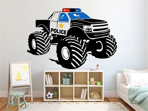 Police Custom Name Monster Truck Wall Decal Monster Car Decal - Etsy