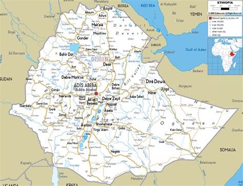 Large detailed road map of Ethiopia with all cities and airports | Vidiani.com | Maps of all ...