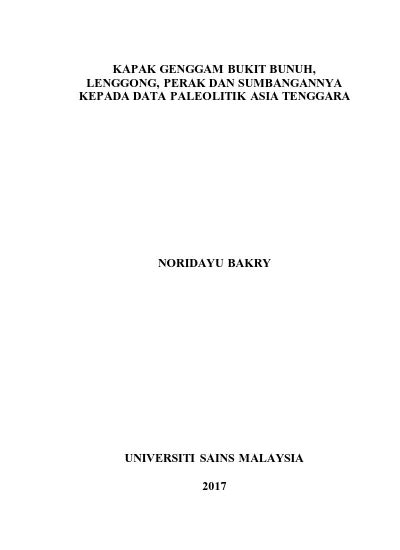 Kapak Genggam Bukit Bunuh, Lenggong, Perak Dan Sumbangannya Kepada Data ...