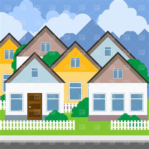 Suburb Street And Houses Download Royalty Free Vector Clipart Eps ...