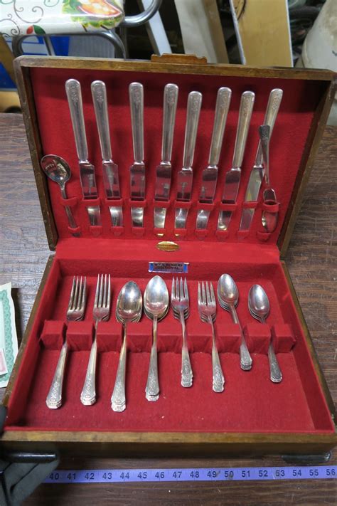Vintage Silver Plated Cutlery Set in Wood Box - Schmalz Auctions