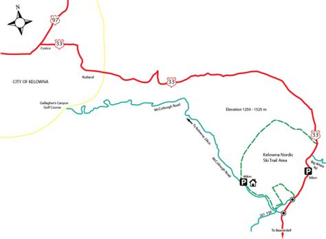 Map to Kelowna Nordic | Nordic, Ski trails, Kelowna