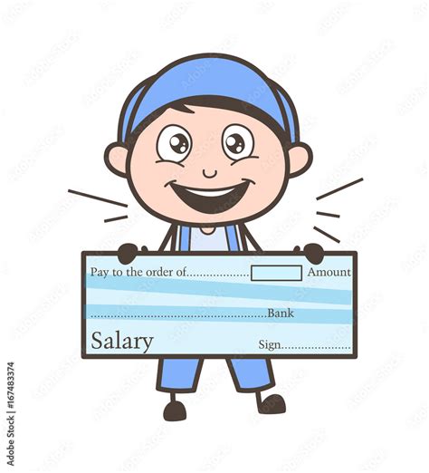 Cartoon Boy Showing Salary Cheque Vector Stock Vector | Adobe Stock