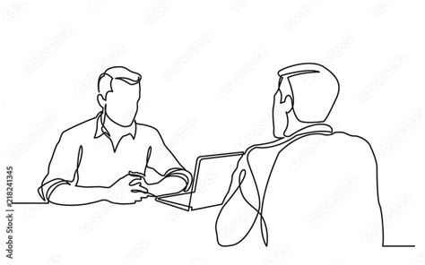 Vecteur Stock continuous line drawing of job interview between two men | Adobe Stock