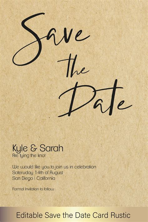 Rustic Save The Date | Editable and Printable Wedding Template | Wedding printables, Rustic ...