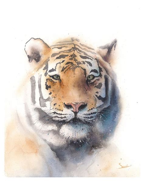 TIGER PRINT tiger watercolor gift for him office wall art