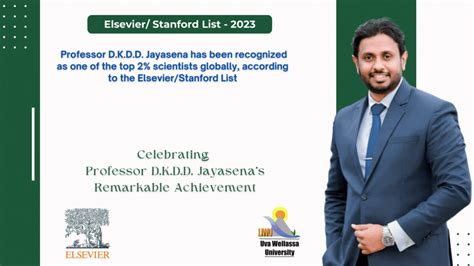 Professor D.K.D.D. Jayasena has been recognized as one of the top 2% scientists globally ...