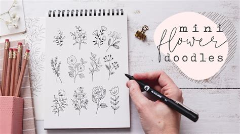 Mini Floral Doodles | Learn To Draw Simple Flowers - YouTube