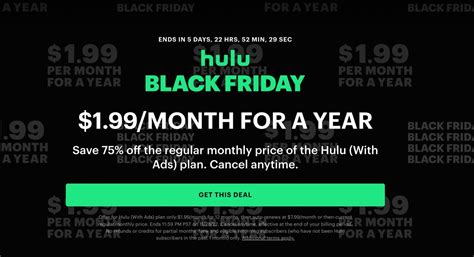 Hulu - Black Friday Deal 2022 ONLY $1.99/Month for 1-Year - BEST PRICE ...