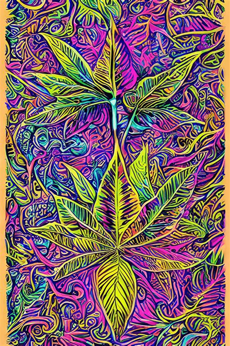 Psychedelic Pot Leaf Art Poster 8K · Creative Fabrica