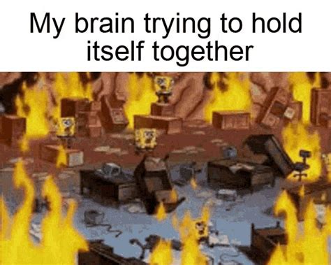 My Brain Trying To Hold Itself Together Spongebob Brain On Fire GIF ...