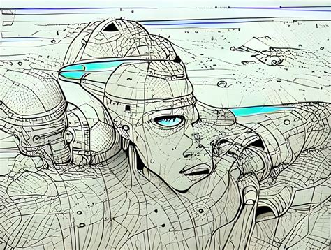 Clean Sci fi line art drawing inked | moebius line art - AI Generated Artwork - NightCafe Creator