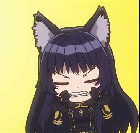 an anime character with black hair and cat ears