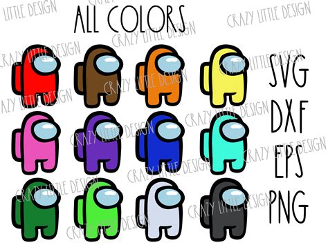 AMONG US Crewmate SVG All 10 Colors Instant Download | Etsy