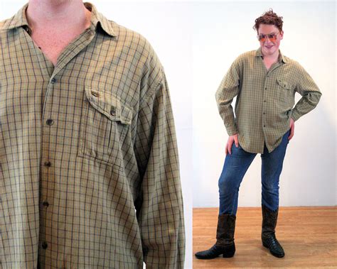 90s Orvis Flannel Shirt L Tan Checkered Windowpane Men's | Etsy | Vintage flannel shirt, Flannel ...