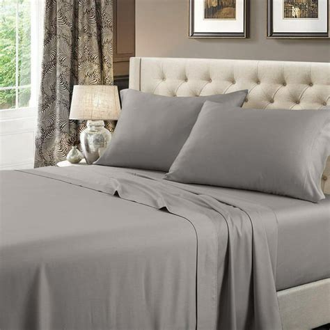 Luxury Extra Deep 22 Inch Pocket Sheet Sets 100% Cotton 600 Thread Count Queen Size -Gray ...